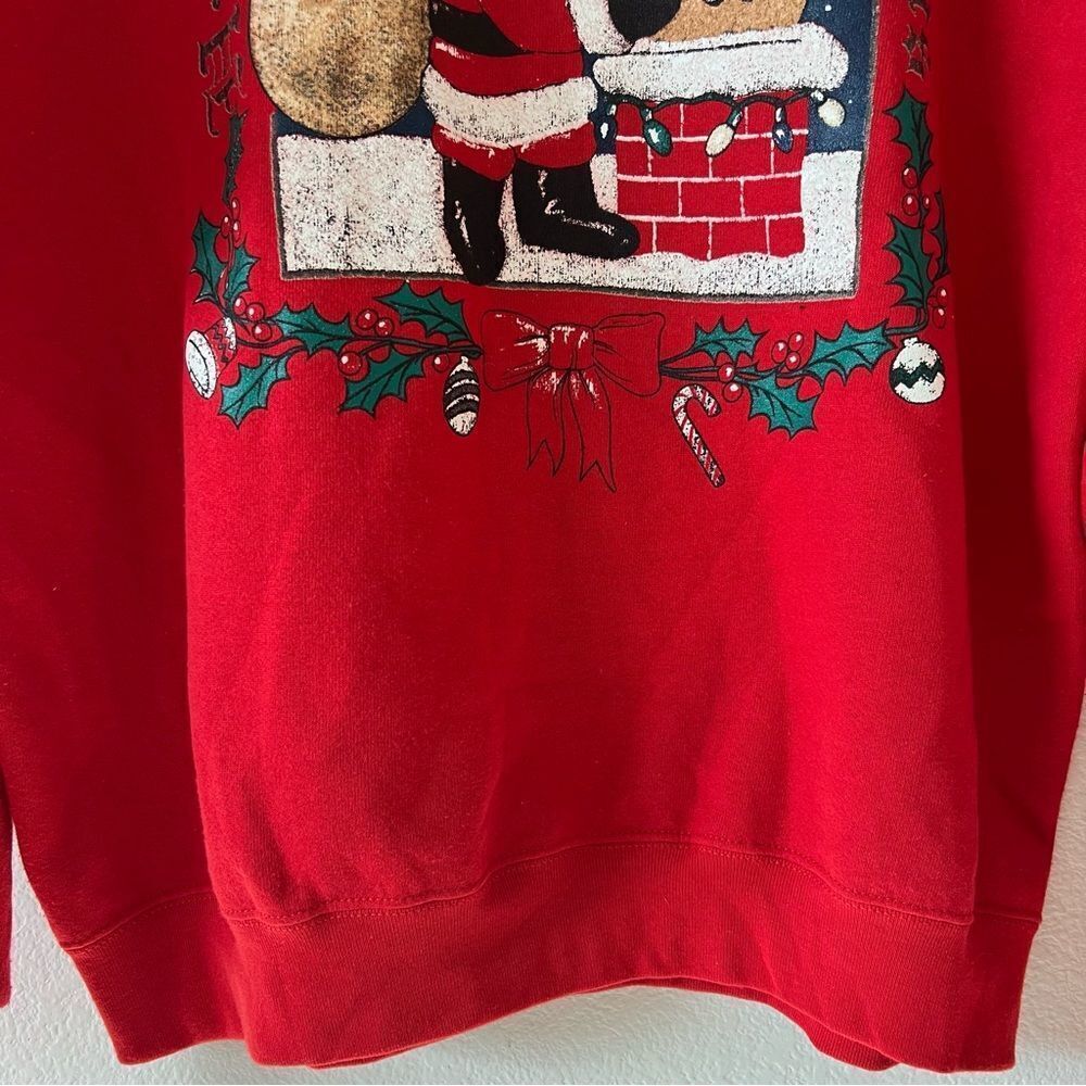 Vintage  Made in USA Hand Painted Beary Christmas Holiday Sweatshirt SZ OSFA - Picture 4 of 12
